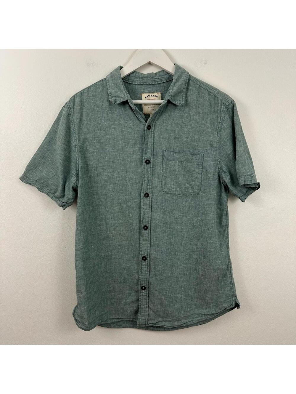 Fat Face Blue Linen Button Up Shirt Men's Size M